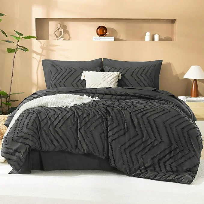 Convenient Litanika Oversized King Size Comforter Set with Sheets Dark Grey – 7 Pieces Bed in a Bag Oversized King Boho Tufted Complete Bedding Sets with Comforter Sheets Pillowcases amp Shams Trusted