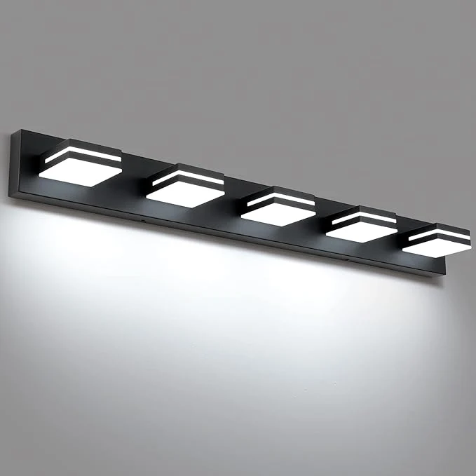 Healthy SineRise LED Modern Bathroom Vanity Light Fixtures Matte Black Modern Acrylic Certified