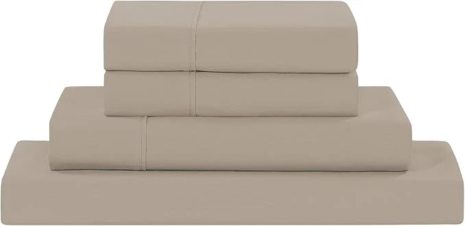 Authentic Modern Threads Soft Microfiber Solid Sheets – Luxurious Microfiber Bed Sheets – Includes Flat Sheet Fitted Sheet with Deep Pockets amp Pillowcases Khaki Queen Reliable