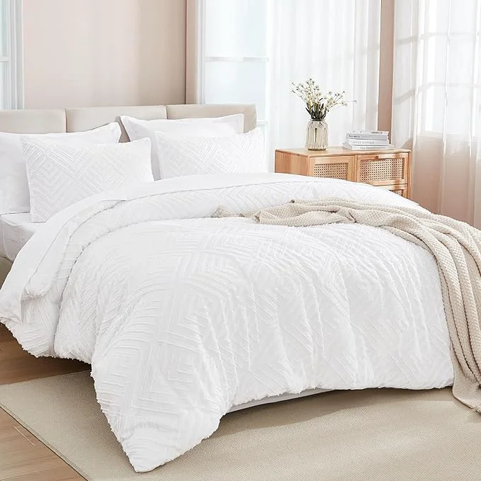 High-Grade Andency Oversized King Size Comforter Set with Sheets White – 7 Pieces Bed in a Bag Oversized King Boho Tufted Lightweight Bedding Sets with Comforter Sheets Pillowcases amp Shams Organic