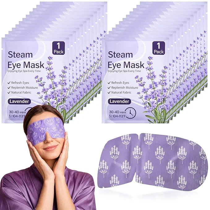 Smooth 100 Pcs Steam Eye Masks for Dry Eyes Lavender Self Heated Steam Warm Eye Mask Comfortable