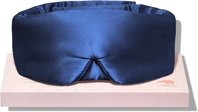 Clean LitBear Silk Sleep Mask for Side Sleeper Eye Mask Sleeping for Women Men Crafted