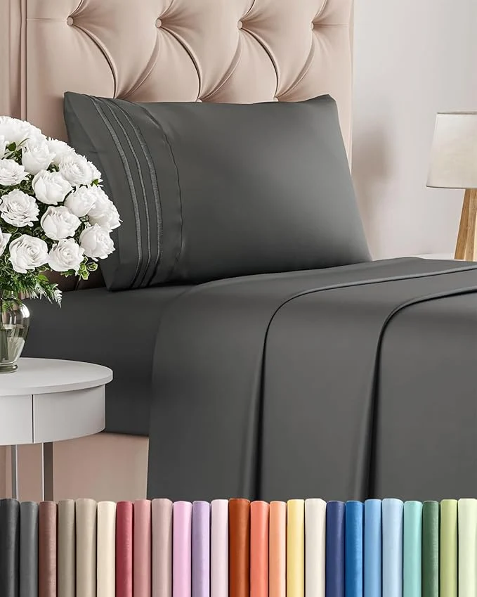 User-Friendly Twin Size 3 Piece Sheet Set – Comfy Breathable amp Cooling Bed Sheets Set – Hotel Luxury Bedding for Women Men Kids Teens Boys amp Girls – Deep Pockets Ultra-Soft Wrinkle – Oeko-Tex – Charcoal Secure