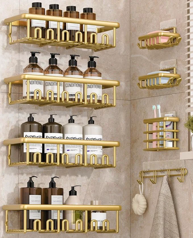 Refined 8 Pack Adhesive Rustproof Shower Shelves Artisan
