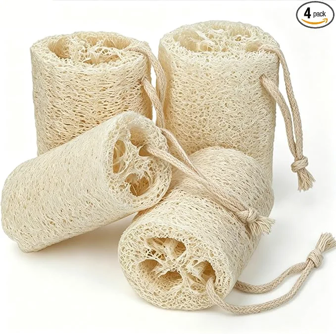 World-Class pisdoplop Natural Loofah Exfoliating Body Sponge Scrubber 4 inch-Long Organic Premium
