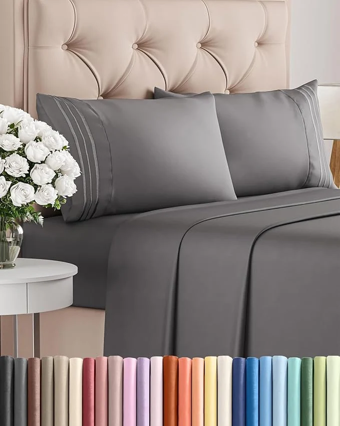 Efficient King Size 4 Piece Sheet Set – Comfy Breathable amp Cooling Bed Sheets Set – Hotel Luxury Bedding for Women Men Kids Teens Boys amp Girls – Deep Pockets Ultra-Soft Wrinkle – Oeko-Tex – Dark Grey Contemporary