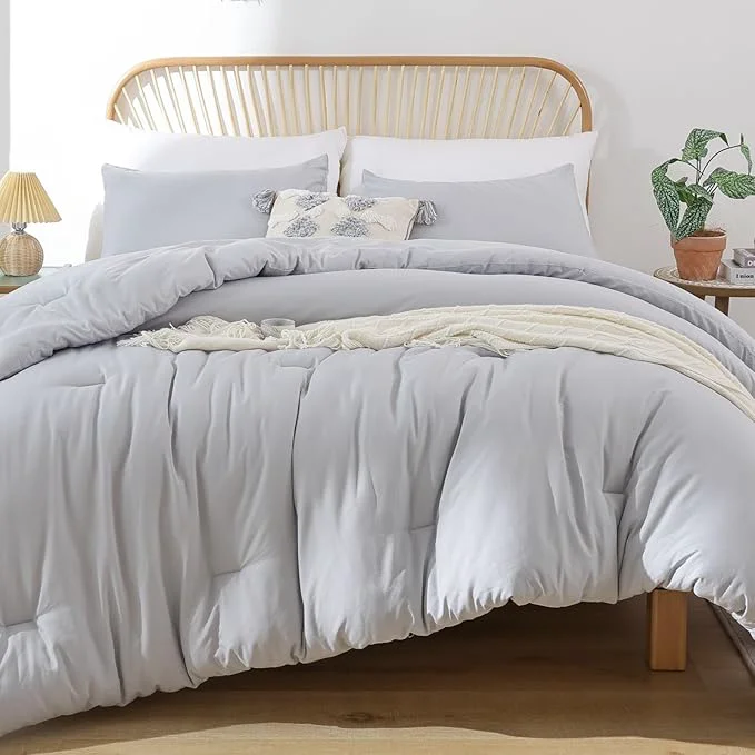 Solid ROSGONIA Light Grey Twin Twin XL Comforter Set for College Girls Boys 1 Gray Comforter amp 1 Pillowcase Lightweight Kids Comforter Sets Dorm Bedding First-Class