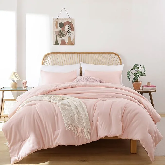 Authentic ROSGONIA King Size Comforter Set Blush 3pcs 1 Boho Grey Comforter amp 2 Pillowcases All Season Bedding Soft Lightweight Bedspread Blanket Quilt Durable