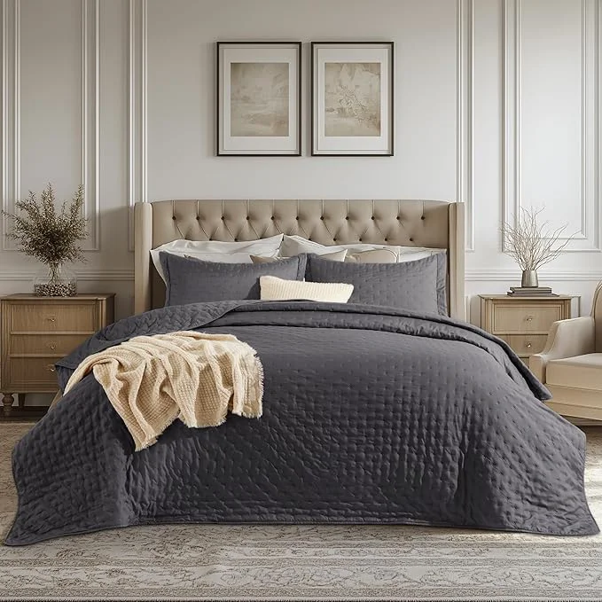 Eco-Friendly Bedsure California King Quilt – Charcoal Bedspread California King Size amp Lightweight Comforter Modern Coverlet with Clover Pattern Ultra Soft All-Season Bedding 111×106 Inches Stitch- Quilting Ultra Soft Lightweight Machine Washable Pet-F… Fashionable