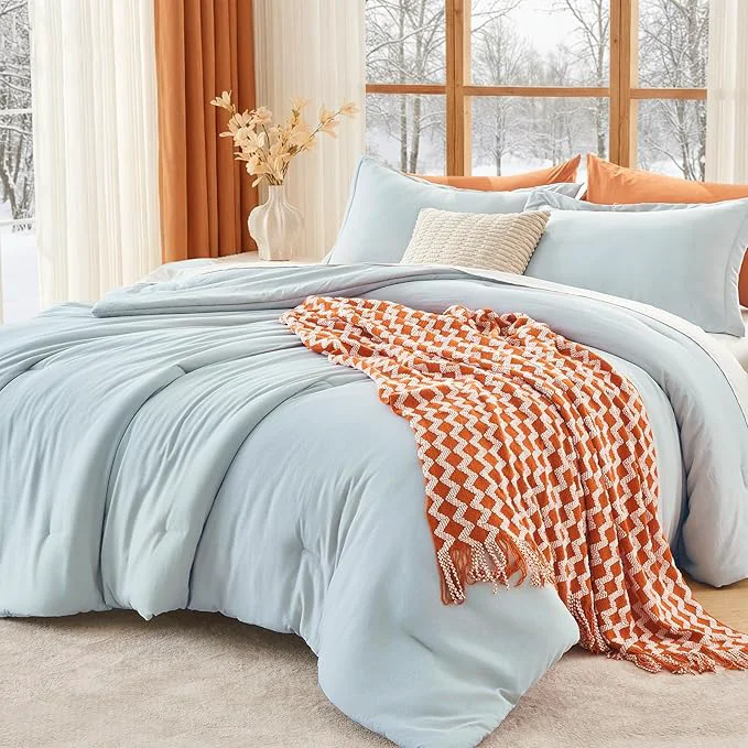 Excellent MUXHOMO Full Comforter Sets All Season Ultra Soft Down Bedding – 3 Piece Lightweight Bed Set Includes 1 Comforter 82 quot x86 quot and 2 Pillow Shams 20 quot x26 quot Lake Blue Healthy