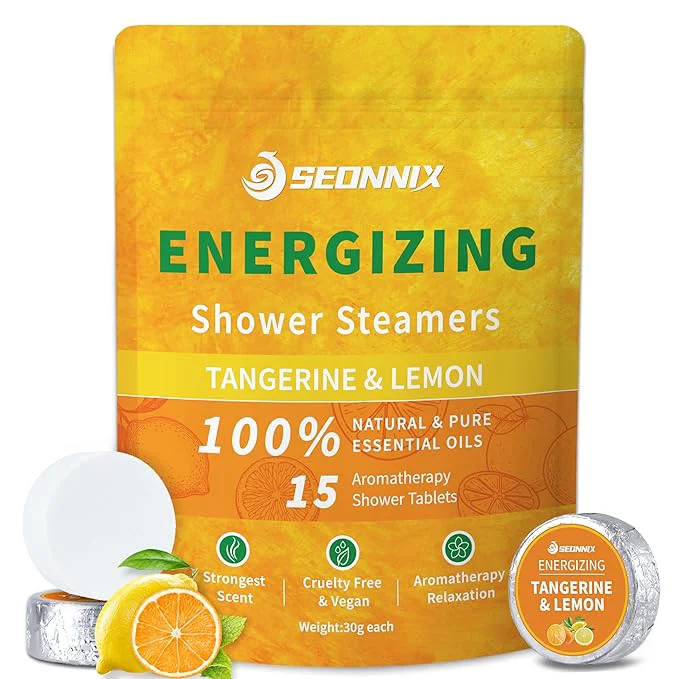 Elegant Shower Steamers Aromatherapy 15 Pack Tangerin Lemon Shower Bombs Smooth
