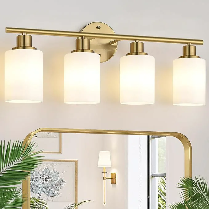 Safe Zarbitta 4-Light Bathroom Light Fixtures Brushed Gold Modern Vanity Lights Relaxed
