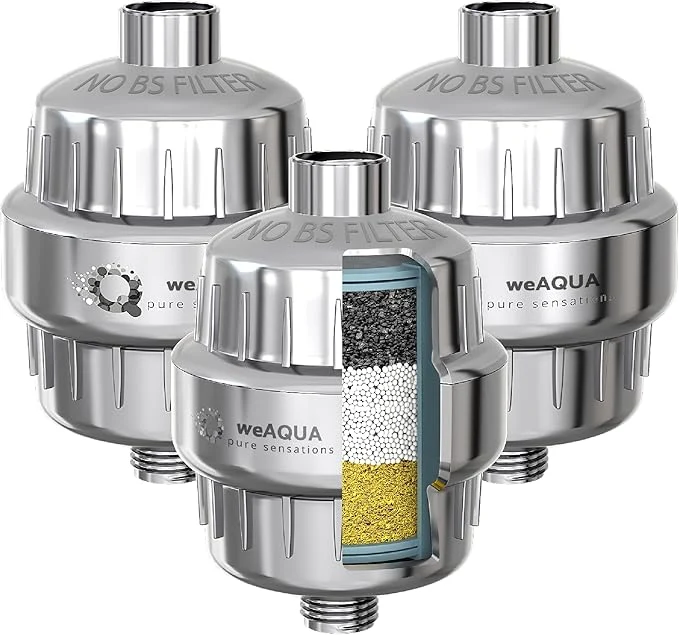 Original weAQUA Heavy Duty Shower Filter Jumbo 3 PACK – 99 Removal Quality
