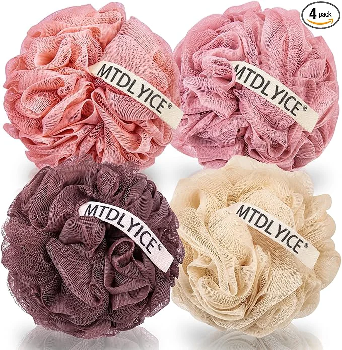 Expertly Made MTDLYICE Loofah Sponge XXL Large Loofah 100g 4 Pack Bath Sponge Soft Mesh Sophisticated