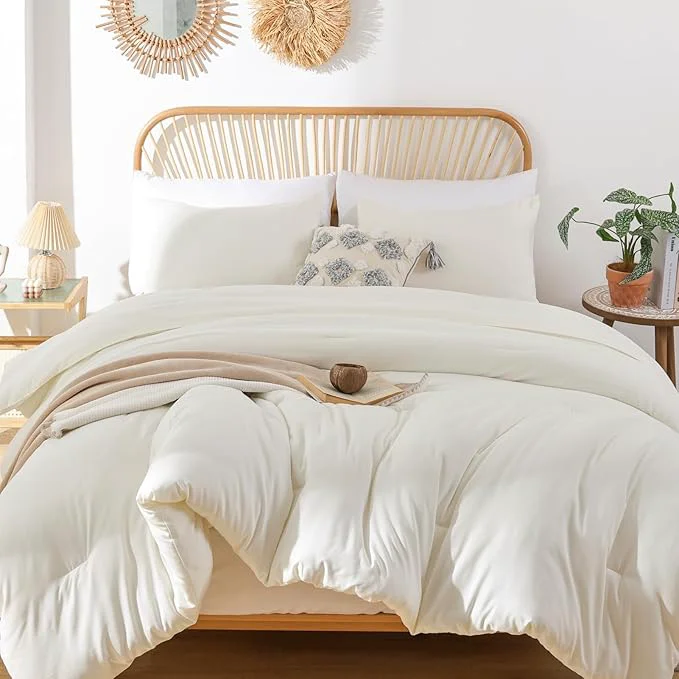 Recyclable ROSGONIA Oversized King Comforter 128×120 3pcs Super King Plus 1 Ivory Comforter amp 2 Pillowcases Lightweight Oversized Bedding Set Blanket Official