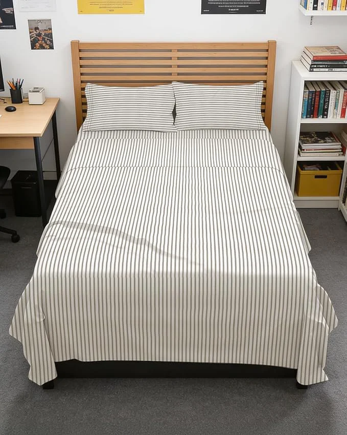 Casual Full XL Bed Sheet – 4 Piece Full XL Bed Sheets Set – Soft Breathable amp Cooling – Hotel Luxury Bedding for Women Men Kids Teens Boys amp Girls – Deep Pockets Fade and Wrinkle – Beige Stripes Environmentally Friendly