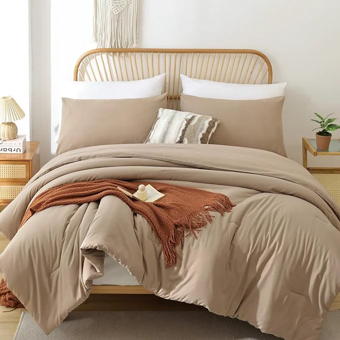 Outstanding ROSGONIA Twin Twin XL Comforter Set for Girls Boys Taupe Brown 1 Tan Comforter amp 1 Pillowcase All Season Kids Comforter Lightweight Dorm Bedding Powerful
