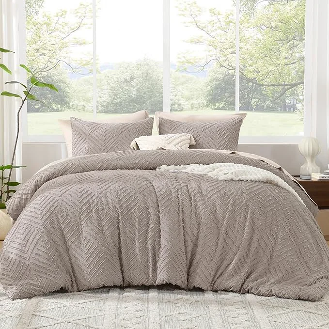 High-End Litanika King Size Comforter Set Rose Coffee 3 Pieces Cream Tufted Boho Farmhouse Bedding Comforter Sets Lightweight Fluffy Comforter Bed Set for All Season 104x90In Comforter and 2 Pillowcases Certified