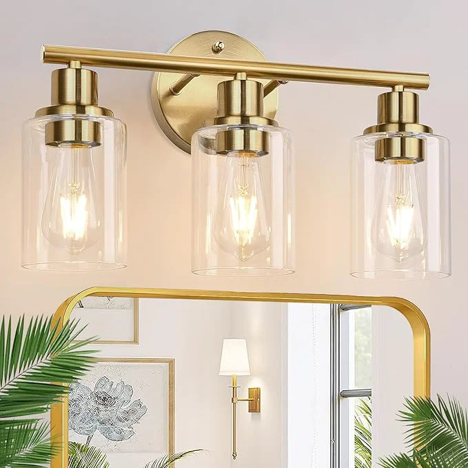 Artisan 3-Light Gold Bathroom Light Fixtures Modern Bathroom Vanity Light Top-Quality