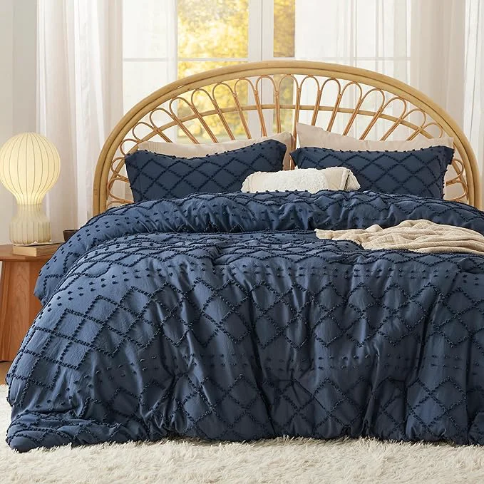 Fine Crafted Bedsure Full Comforter Set – Navy Blue Comforter Boho Tufted Shabby Chic Bedding for Kids 3 Pieces Vintage Farmhouse Bed Set for All Seasons Fluffy Soft Bedding with 2 Pillow Shams Practical