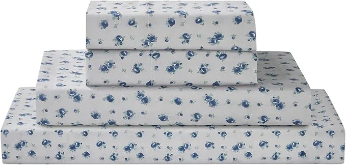Sophisticated Modern Threads 4-Piece Ultra Soft Microfiber Bed Sheets Set Wrinkle Sheets with Deep Pockets Fitted Sheet Flat Sheet amp Pillowcases Lightweight Breathable Bedding Blue Roses California King Clean