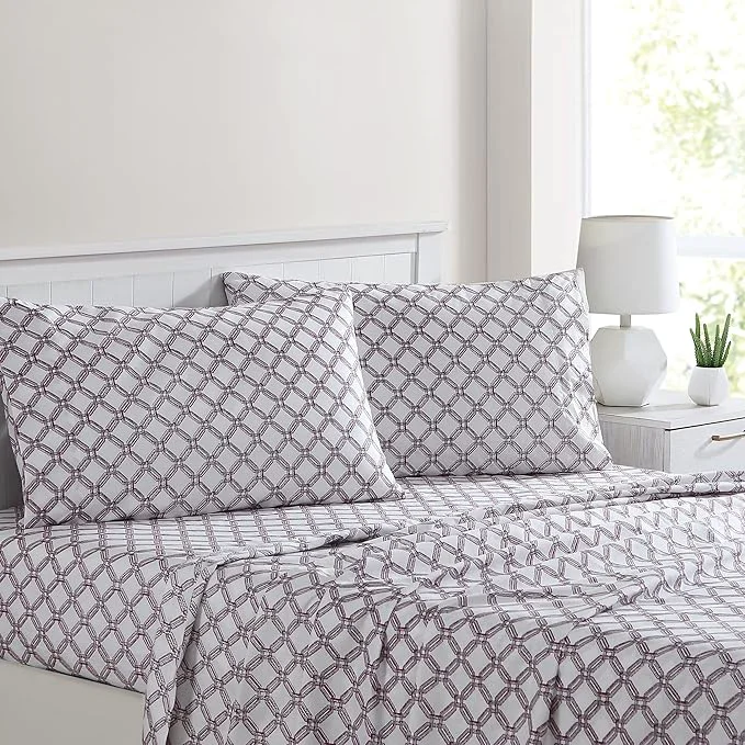 Eco-Friendly Modern Threads Printed 4-Piece Extra Soft Bedding Sheets amp Pillowcase Set Deep Pocket up to 16 inch Mattress Cara Full Smooth