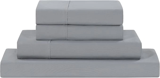 Exclusive Modern Threads Soft Microfiber Solid Sheets – Luxurious Microfiber Bed Sheets – Includes Flat Sheet Fitted Sheet with Deep Pockets amp Pillowcases Stone Queen Versatile