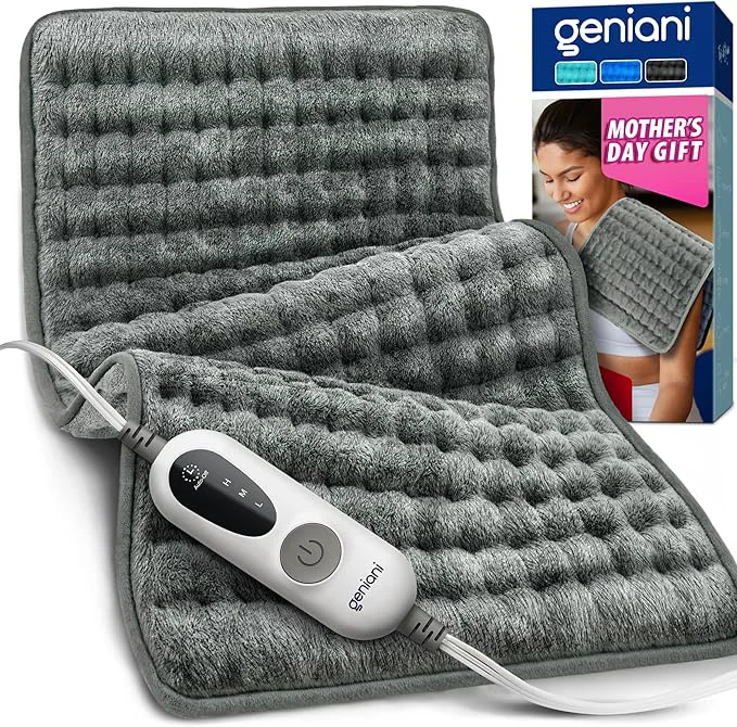Fine Crafted GENIANI Mothers Day Gifts for Mom – Electric Heating Pad for Back Neck Natural