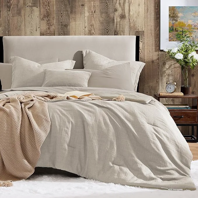 High-Performance Geniospin King Size Comforter Set- 7 Piece Ivory Textured King Bedding Set Soft Solid Bed in a Bag for All Season King Comforter Set with Sheets Ivory 102 39 39 x90 39 39 Elite