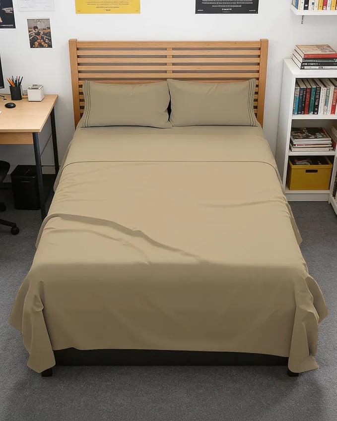 Sophisticated Full XL Bed Sheet – 4 Piece Full XL Bed Sheets Set – Soft Breathable amp Cooling – Hotel Luxury Bedding for Women Men Kids Teens Boys amp Girls – Deep Pockets Comfy Fade and Wrinkle – Beige Smart