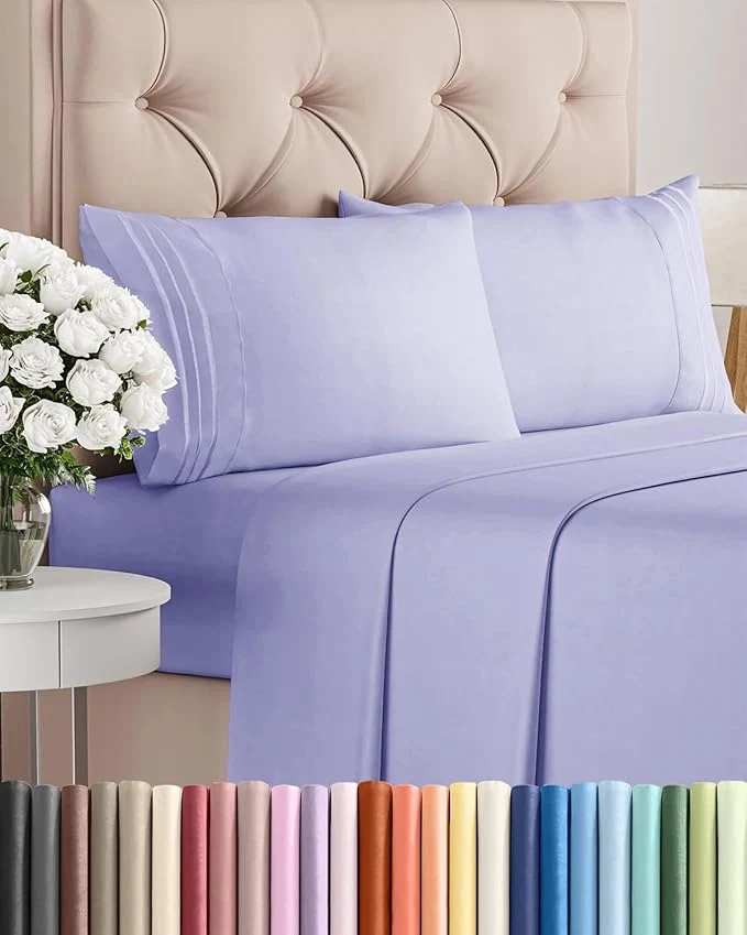 Eco-Friendly Queen Size 4 Piece Sheet Set – Comfy Breathable amp Cooling Bed Sheets Set – Hotel Luxury Bedding for Women Men Kids Teens Boys amp Girls – Deep Pockets Ultra-Soft Wrinkle – Oeko-Tex – Lavender Classic