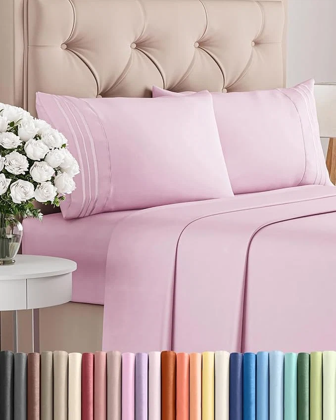Smart Full Size 4 Piece Sheet Set – Comfy Breathable amp Cooling Bed Sheets Set – Hotel Luxury Bedding for Women Men Kids Teens Boys amp Girls – Deep Pockets Soft and Wrinkle – Oeko-Tex – Light Pink Fashionable