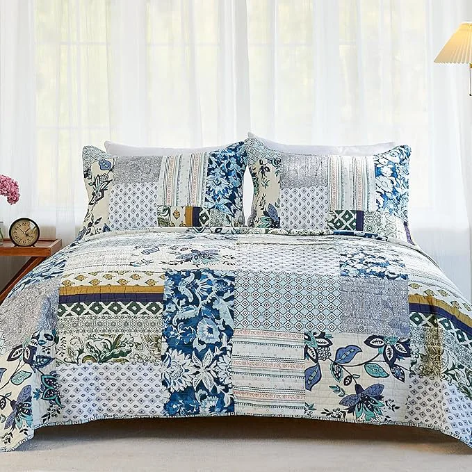Casual Secgo Queen Comforter Set for Bed – Cotton Quilts Queen Size Green Sage Bedspreads 90 98 Inch with 2 Pillow Shams Patchwork Reversible Lightweight Bedding Carefully Designed