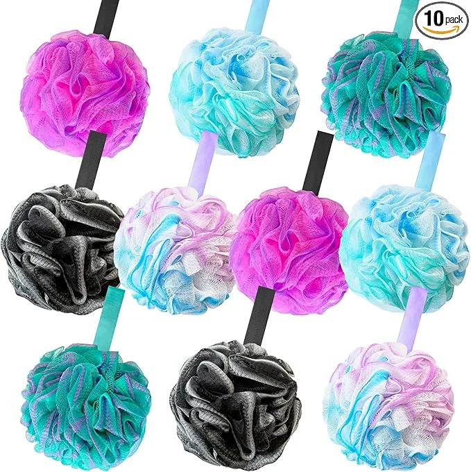 Enhanced 10 Pack Bath Sponges Loofahs 40g Soft Mesh Shower Loofahs Body Scrubber Bath Long-Lasting