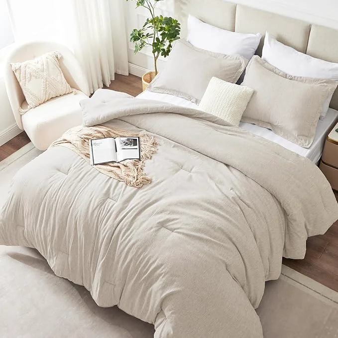 Dependable CozyLux Twin Twin XL Comforter Set Dorm Bedding – 2 Pieces Beige Twin Extra Long Soft Luxury Cationic Dyeing Comforter for College Breathable Lightweight Bed Sets with 1 Comforter and 1 Pillow Sham Comfortable