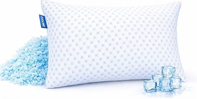 Fast Nestl Cooling Pillow for Sleeping 1 Pack Luxury Shredded Memory Foam Pillows Queen Size Adjustable Cold Gel Pillows for Hot Sleepers Supportive Cool Pillow for Side Back Stomach Sleepers Efficient