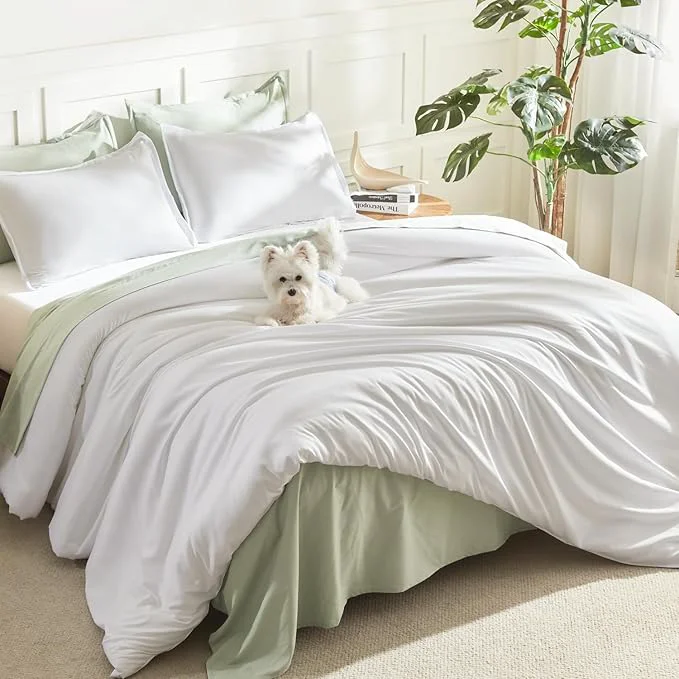 Proven Litanika White Comforter Set Queen Size 3 Pieces Lightweight Solid Bedding Comforter Set All Season Fluffy Bed Set 90x90In Comforter amp 2 Pillowcases Natural