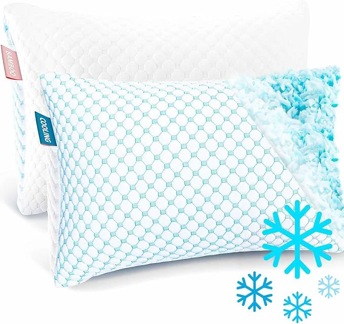 Versatile Nestl Cooling Pillow for Sleeping 2 Pack Luxury Shredded Memory Foam Pillows Kids Size Set of 2 Adjustable Cold Gel Pillows for Hot Sleepers Supportive Kids Pillow for Side Back Stomach Sleepers Fine