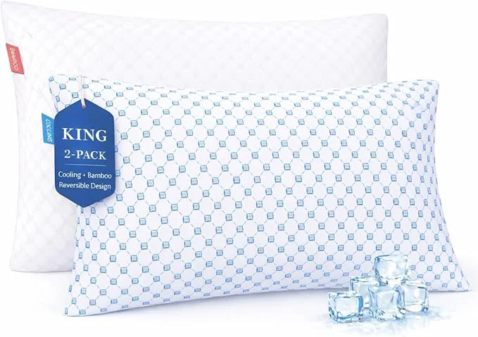 Sophisticated Nestl King Size Cooling Pillow for Sleeping 2 Pack Luxury Shredded Memory Foam King Pillow Set of 2 Adjustable Cold Gel Pillows for Hot Sleepers Supportive Cool Pillow for Side Back Stomach Sleepers Long-Lasting