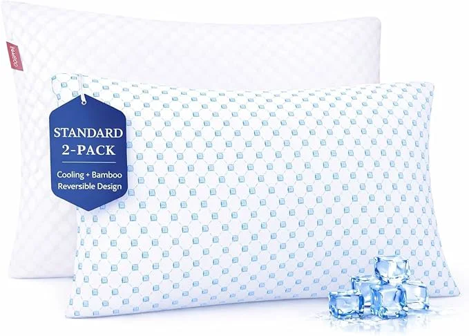 Reliable Nestl Cooling Pillow for Sleeping 2 Pack Luxury Shredded Memory Foam Pillows Standard Size Set of 2 Adjustable Cold Gel Pillows for Hot Sleepers Supportive Cool Pillow for Side Back Stomach Sleepers Versatile