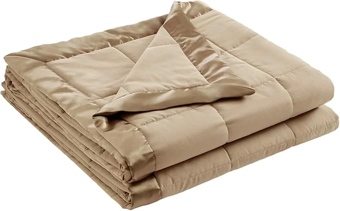 Luxury Madison Park Windom Down Blanket Premium 3M Scotchgard Moisture Wicking Treatment Lightweight and Soft Bed Cover For All Season Satin Trim Brown Twin Elegant