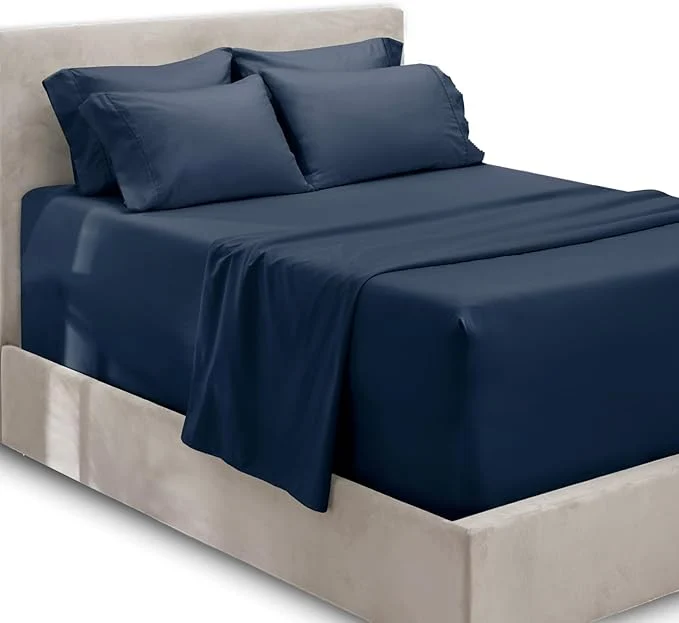 Excellent Hearth amp Harbor Extra Deep Pocket Sheets – Fits Mattress 18-24 Inches Deep – Extra Deep Pocket Full Size Sets – 6 Piece Full Size – Full – Navy Blue Optimized