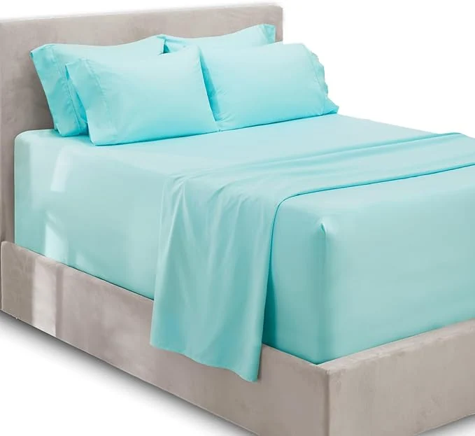 Trendy Hearth amp Harbor Extra Deep Pocket Sheets – Fits Mattress 18-24 Inches Deep – Extra Deep Pocket California King Size – 6 Piece Cal King Sheets – Cal King Aqua Blue Secure