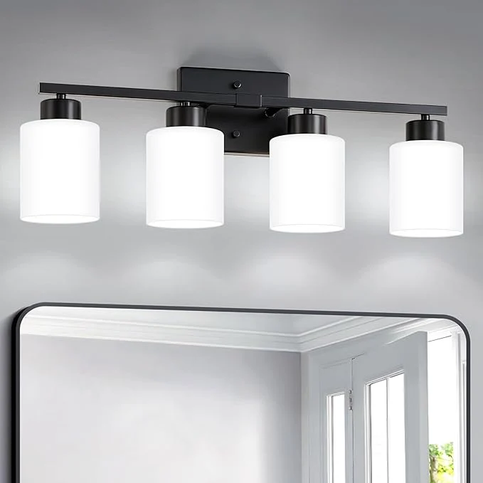 Elite FonmYim Black Bathroom Light Fixtures 4-Light Modern Vanity Light Over Mirror Flexible