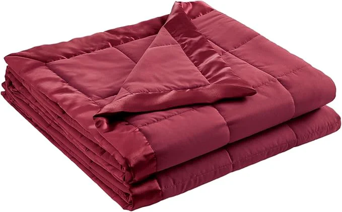 Refined Madison Park Windom Down Blanket Premium 3M Scotchgard Moisture Wicking Treatment Lightweight and Soft Bed Cover For All Season Full Queen Satin Trim Burgundy Flexible