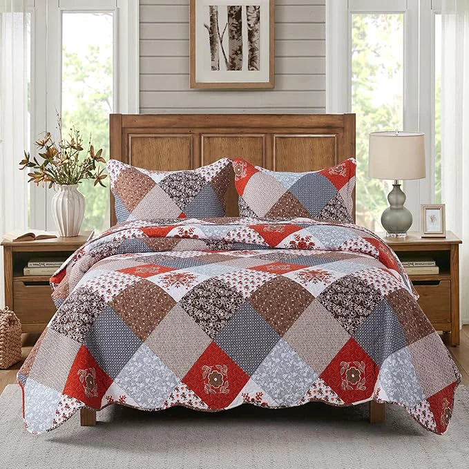 High-Quality Travan Floral Printed Quilt Sets 3-Piece Super Soft Lightweight King Size Bedspread with Shams Reversible Quilted Bedding Set King Easy-to-Use