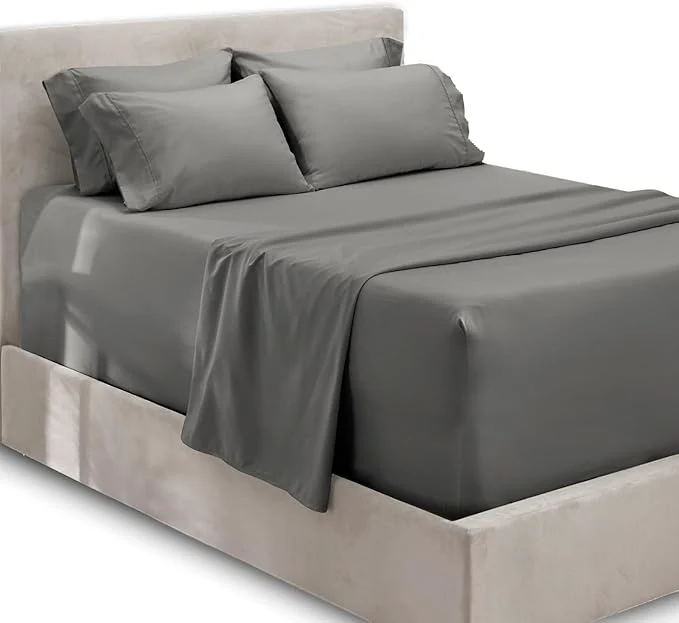 Advanced Hearth amp Harbor Extra Deep Pocket Sheets – Fits Mattress 18-24 Inches Deep – Extra Deep Pocket Twin XL Sheets Sets – 4 Piece Twin XL Size – Gray Casual