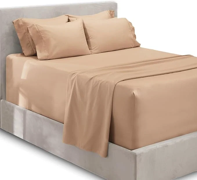 Certified Hearth amp Harbor Extra Deep Pocket King Size Sets – Fits Mattress 18-24 Inches Deep – Extra Deep Pocket Sheets – 6 Piece King Size – Taupe Optimized