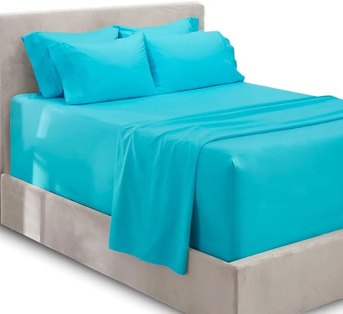 Quality Hearth amp Harbor Extra Deep Pocket Sheets – Fits Mattress 18-24 Inches Deep – Extra Deep Pocket Twin Sheets Sets – 4 Piece Twin Size – Beach Blue Pure