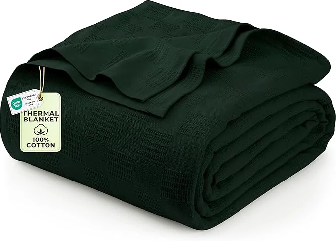 Selected Utopia Bedding Forest Green Cotton Blanket Queen Size – 90×90 Inch Lightweight Soft and Breathable Thermal Blanket for All Seasons Refined